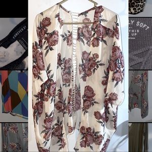 Cream & Floral Sheer Cover Up